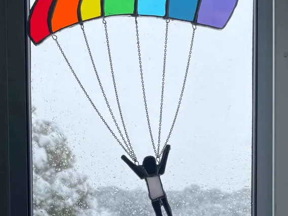 skydiver glass art