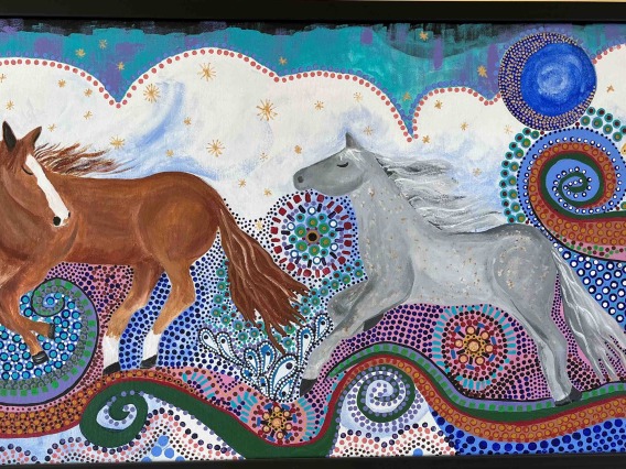 Horses with mandalas painting