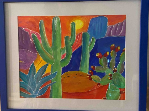 cactus sunset painting