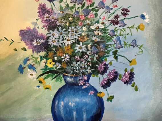 Blue Vase with Flowers