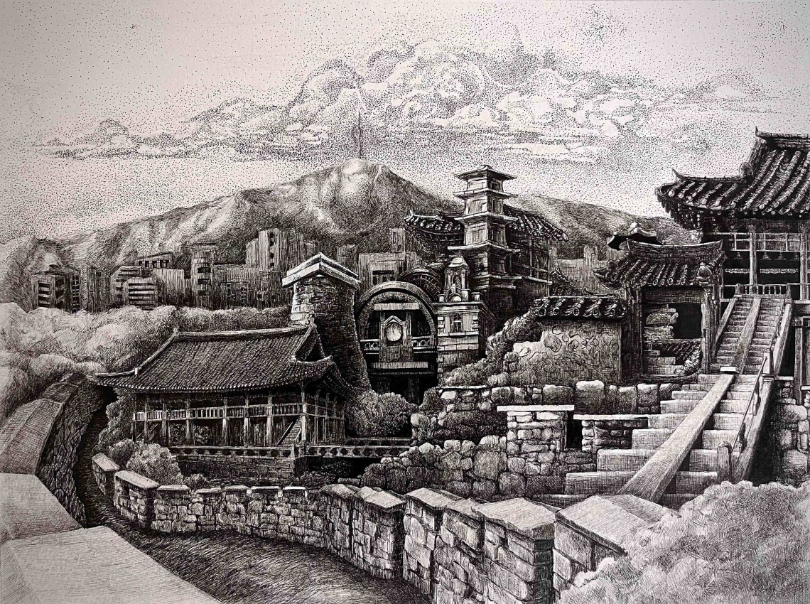 village drawing