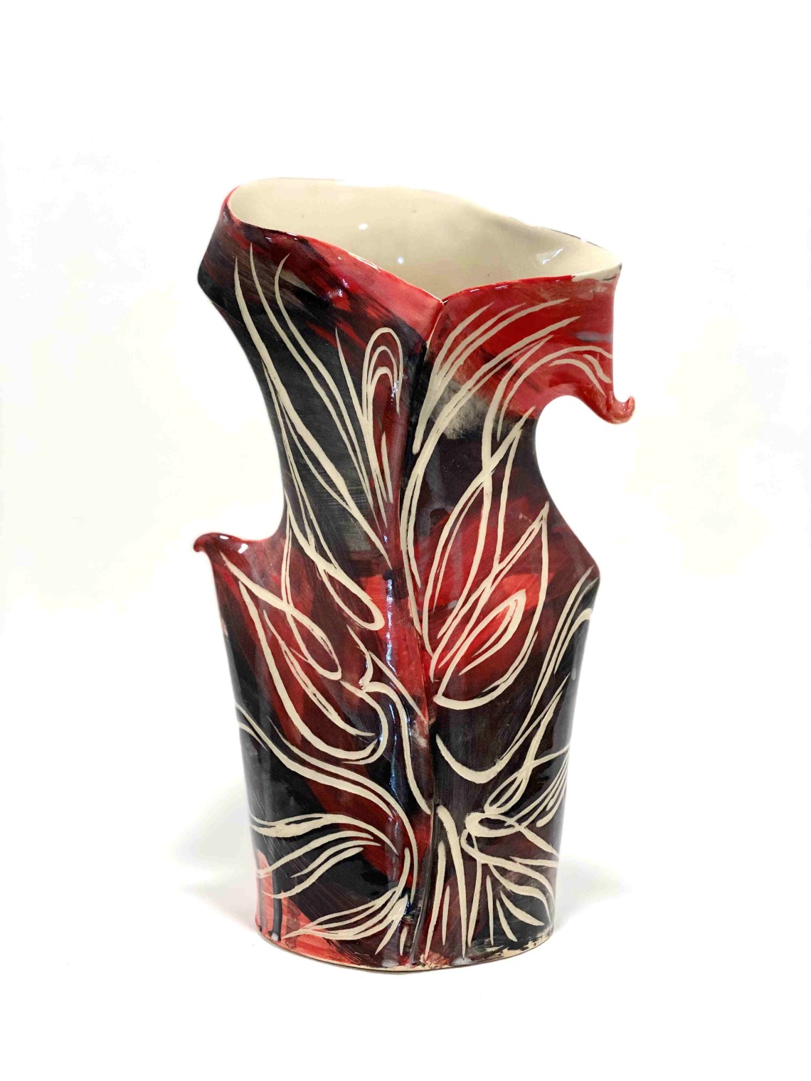 red vase sculpture
